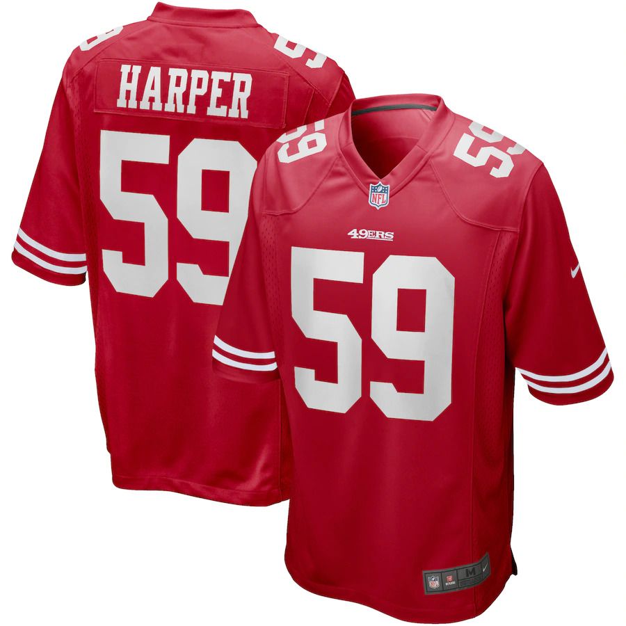Men San Francisco 49ers #59 Willie Harper Nike Scarlet Game Retired Player NFL Jersey